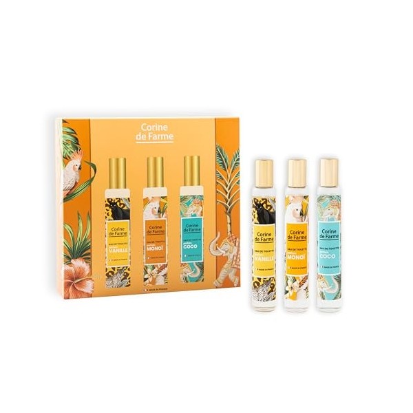 Corine de Farme - Coffret Parfums Monosenteurs Tropical - 3x30ml - Coco Vanille Monoï - Superposition Unique de Parfum - Gour