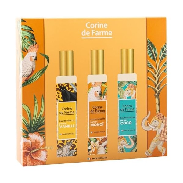 Corine de Farme - Coffret Parfums Monosenteurs Tropical - 3x30ml - Coco Vanille Monoï - Superposition Unique de Parfum - Gour