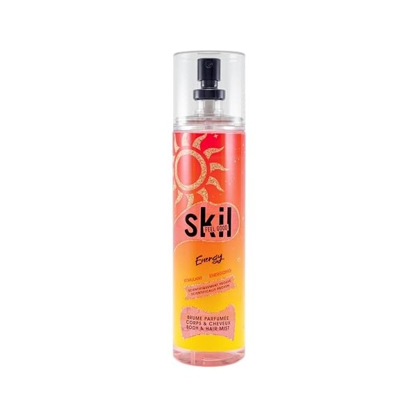 SKIL - Brume Parfumée Femme ENERGY - Collection Feel Good - Parfum Musc Ambre - Flacon Vaporisateur 250 ml - Fabriqué en Fran...