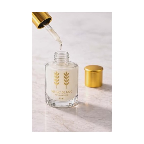 Musc Blanc Tahara Coranisé – Grand Flacon à Tige 12 ml | Parfum Pur et Intense | Forte Odeur | RoqyaSunna France Parfum