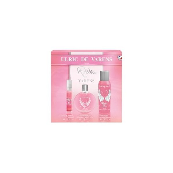 ULRIC DE VARENS - Coffret Parfum Rêve de Varens - Eau De Parfum Femme 50 ml + Déodorant 125 ml + Vaporisateur de Sac 20 ml - ...