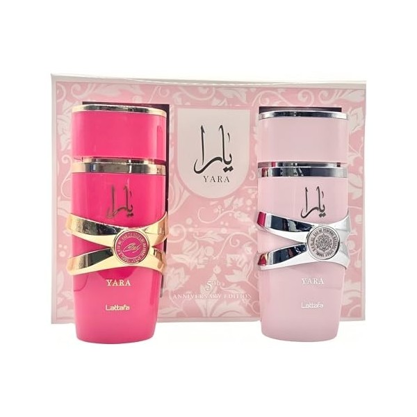 Lattafa Anniversary Edition - Pack Yara & Yara Candy Eau de parfum 100 ml + 100 ml | Parfums exclusifs pour femme | Doux, f P...