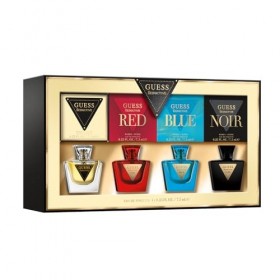 GUESS Coffret Parfum Femme – 4 Miniatures Eau de Toilette 7,5 ml chacune : Seductive, Red, Blue, Noir
