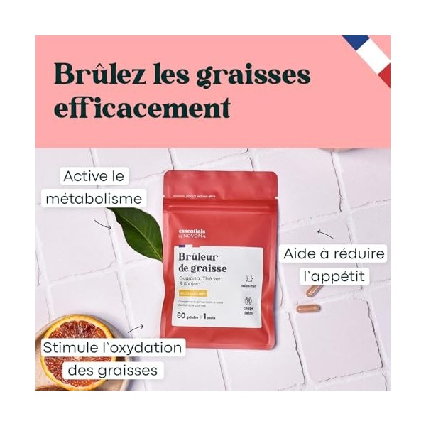 Bruleur de Graisse Puissant, Formule Minceur avec Guarana, Thé Vert & Konjac, Coupe Faim Naturel, Complément Perte de Poids, 