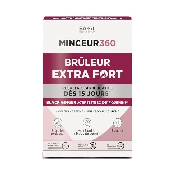 EAFIT Bruleur de Graisse Extra Fort Minceur 360- Brule Graisse, Perte de Poids Rapide et Efficace - Black Ginger + Chrome - M