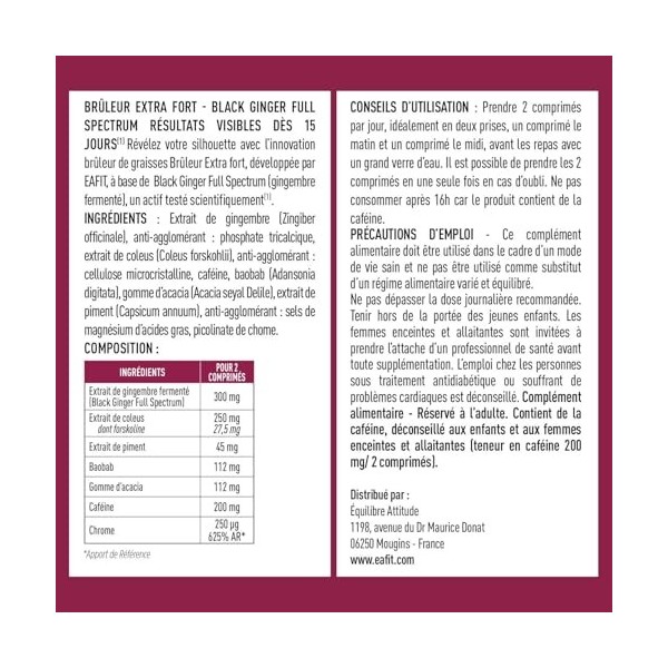 EAFIT Bruleur de Graisse Extra Fort Minceur 360- Brule Graisse, Perte de Poids Rapide et Efficace - Black Ginger + Chrome - M