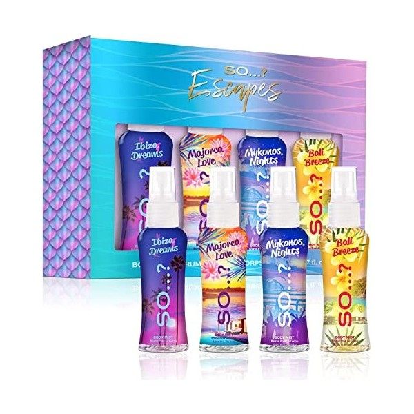 So…? Summer Escapes Coffret Cadeau Brume Corporelle Parfumée Pour Femme 4x50ml 