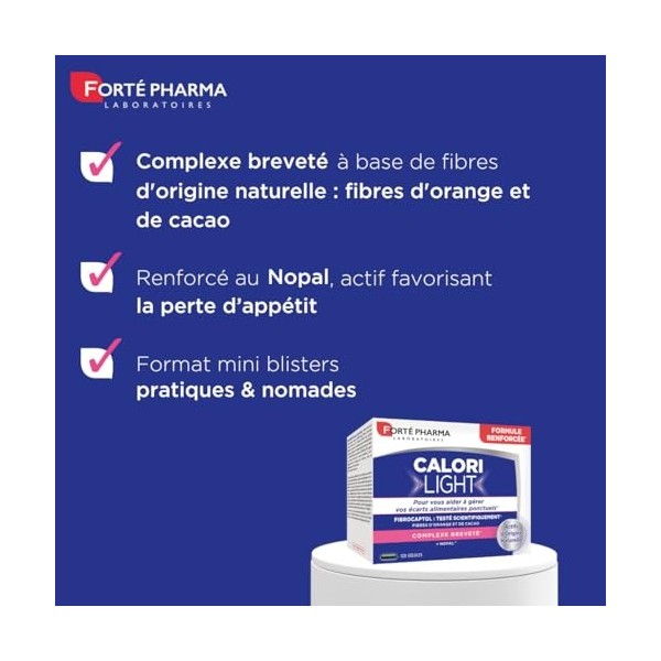 Forté Pharma - CaloriLight - Nopal, Fibres dorange et de cacao - Aide minceur et perte de poids - Capteur de graisses, Effet