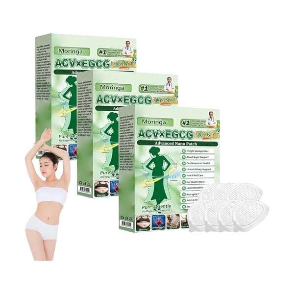 Purelora ACV x EGCG Lot de 3 patchs à micro-aiguilles avancés 10 en 1, ingrédients naturels à base de plantes, pour tous les ...