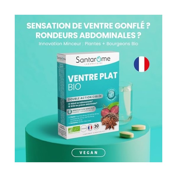 Santarome Bio - Ventre Plat I Complément Alimentaire Minceur Perte de Poids I Action Ciblée Rondeurs Abdominales - A base de 