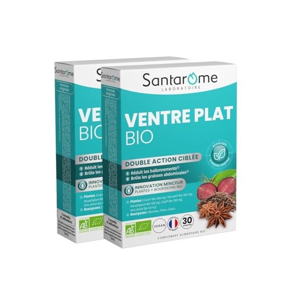 Santarome Bio - Ventre Plat | Complément Alimentaire Minceur Perte de Poids | Action Ciblée Rondeurs Abdominales - A base de 