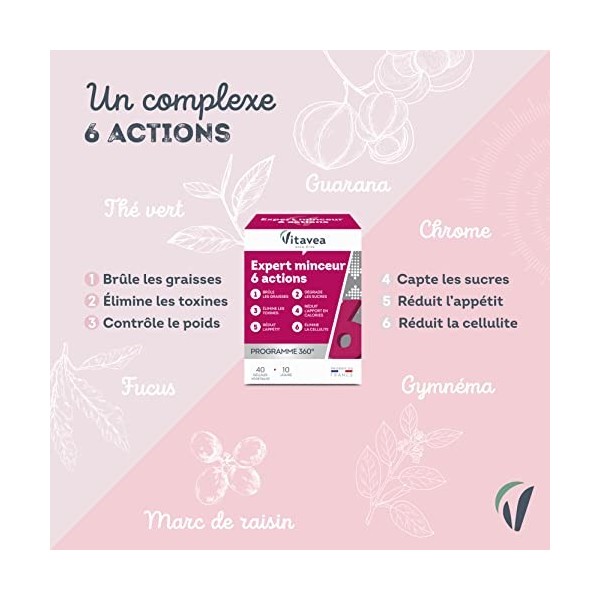 VITAVEA BIEN-ETRE Expert Minceur 6 actions en 1 - Complément Alimentaire Minceur, Cellulite, Contrôle du poids, Elimination -...