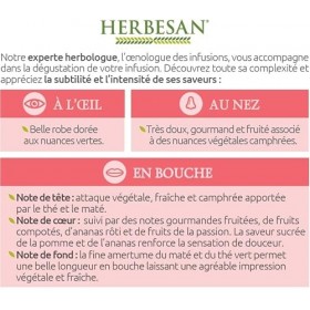 HERBESAN®-INFUSION MATE VERT BRÛLE GRAISSE BIOMaté vert, Thé vert, Guarana, Ananas - 20 sachets Lot de 2 Brûleurs de graisse