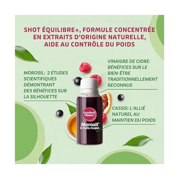 GAYELORD HAUSER - Morosil Shot Concentré - Fruits rouges - Equilibre plus - Aide au contrôle du poids - 7 Flacons x 30ml