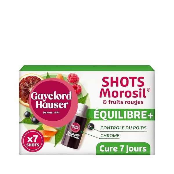 GAYELORD HAUSER - Morosil Shot Concentré - Fruits rouges - Equilibre plus - Aide au contrôle du poids - 7 Flacons x 30ml