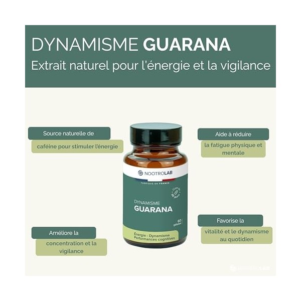 Guarana Bio – Dynamisme, Énergie & Endurance – Brûleur de Graisses Naturel – 60 Gélules Végétales – Nootrolab