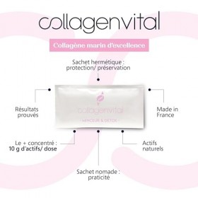 Collagen Vital - Collagen Vital Minceur & Détox - Cure de 1 Mois - Actifs de Biopeptides de Pur Collagène Marin - Goût Nature