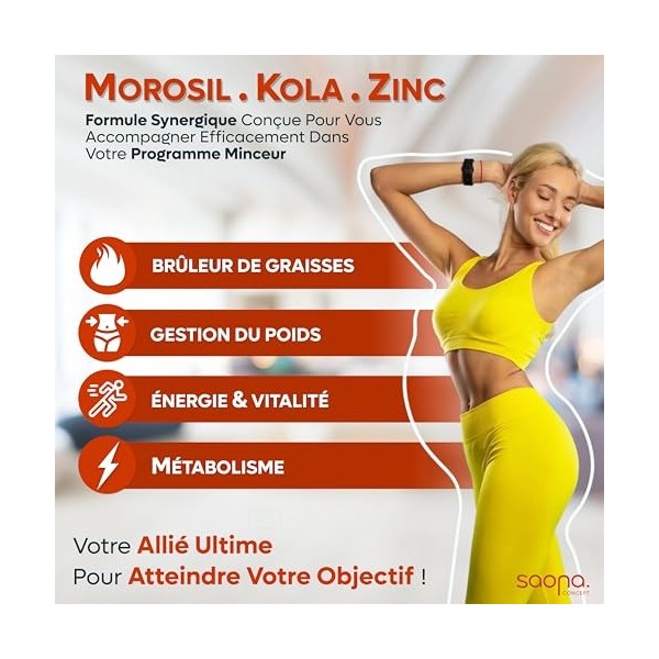 Brûleur de Graisse Puissant | Morosil® 400 mg, Kola, Zinc, Vitamine C | Perte de Poids Rapide et Efficace | Minceur Homme & F