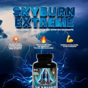 Skyburn Extrême Premium | Brûleur de graisse extrême avec Nopal Ortie Rhodiola Cola & Zinc | Caféine naturelle, coupe-faim vé