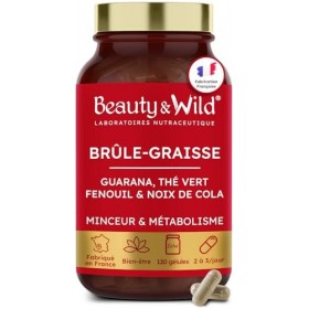 Brûleur de Graisse Naturel Puissant – Guarana, Thé Vert, Noix de Cola, Fibres d’Acacia & Fenouil – 120 Gélules – Complément M