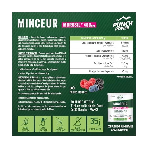 PUNCH POWER Morosil Perte de Poids -Collagene Marin, Morosil, Acide Hyaluronique, Vinaigre de Cidre - Perte de Poids, Bruleur