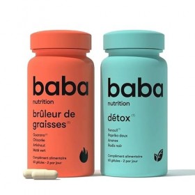 Baba Nutrition - Detox & Brûleur – Complément Alimentaire Minceur Naturelles à Base de Plantes – 2 x 60 Gélules – Cures 1 Moi