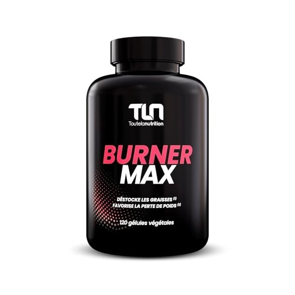 BURNER MAX | Brûleur de Graisse Hautement Dosé | Caféine Naturelle + L-Carnitine + Guarana | Burner Thermogénique, Lipotrope,