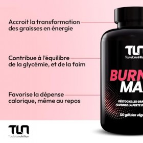 BURNER MAX | Brûleur de Graisse Hautement Dosé | Caféine Naturelle + L-Carnitine + Guarana | Burner Thermogénique, Lipotrope,