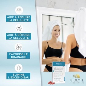 BIOCYTE Le Cellulislim - Complement Alimentaire Anti Cellulite & Draineur - Vigne Rouge, Cafeine, Vitamine B6-40 gélules - Pr