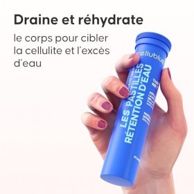 Pastilles Cellulite Rétention d’eau Cellublue - Effervescentes Drainantes, Aide à lutter contre la rétention d’eau et la peau