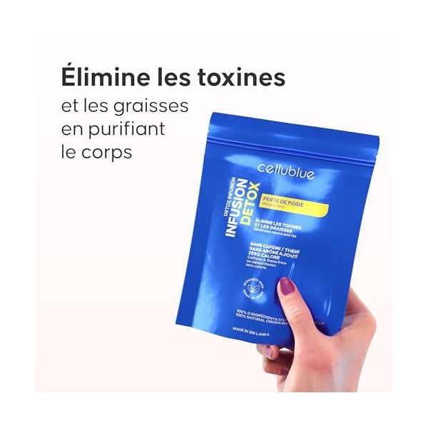 Infusion Détox Minceur Cellublue - Tisane Drainante Élimination Toxines - Formule 100% naturelle à base de 5 plantes - Zéro C
