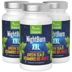 Extrait de thé vert décaféiné de première qualité, vitamine B6, vitamine C - Capsules brûle-graisse de 90 jours - Nightburn X...