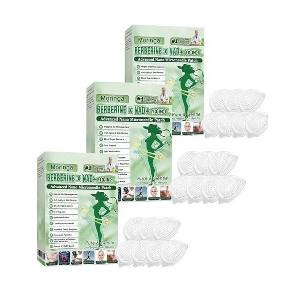 Beslimtop Moringa & Berbérine Patch 10 en 1 - Technologie Nano et Ingrédients Naturels, Facile à Appliquer, Invisible Sous le...