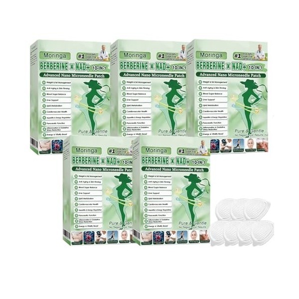 Beslimtop Moringa & Berbérine Patch 10 en 1 - Technologie Nano et Ingrédients Naturels, Facile à Appliquer, Invisible Sous le...