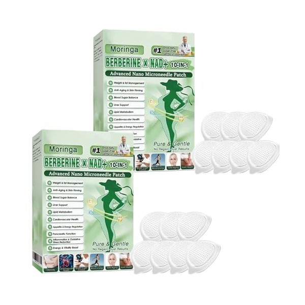 Beslimtop Moringa & Berbérine Patch 10 en 1 - Technologie Nano et Ingrédients Naturels, Facile à Appliquer, Invisible Sous le...