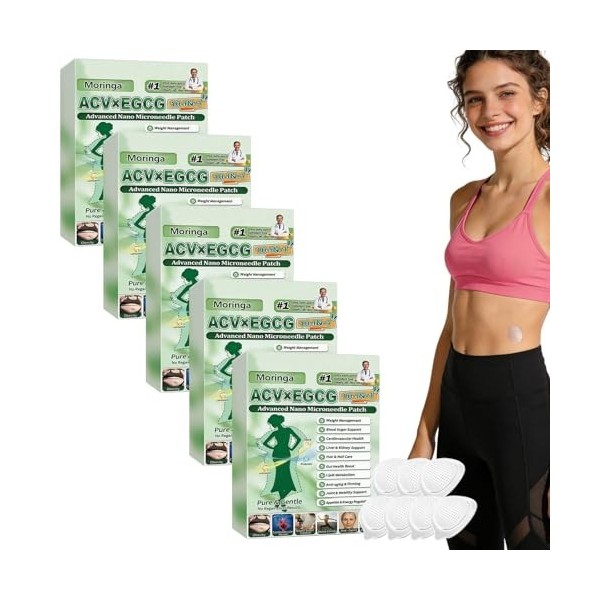 Nano-Aiguilles Moringa ACV×EGCG 10 en 1 - Lot de 7 Patchs Nano Patch à Micro Aiguilles pour Raffermissement et Métabolisme - ...
