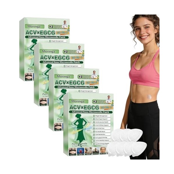 Nano-Aiguilles Moringa ACV×EGCG 10 en 1 - Lot de 7 Patchs Nano Patch à Micro Aiguilles pour Raffermissement et Métabolisme - ...