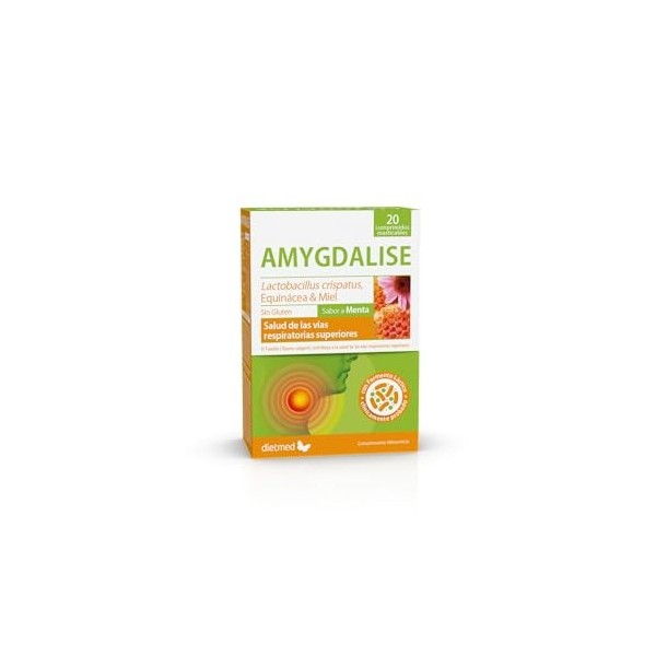 DIETMED AMYGDALISE sabor menta 20comp mastic. – complément alimentaire sous forme de comprimés, boîte de 20 comprimés, convie