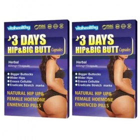 3 DAYS HIP and Big BUTT, Complément Alimentaire pour Augmenter les Fesses et Hanches, 2 boites