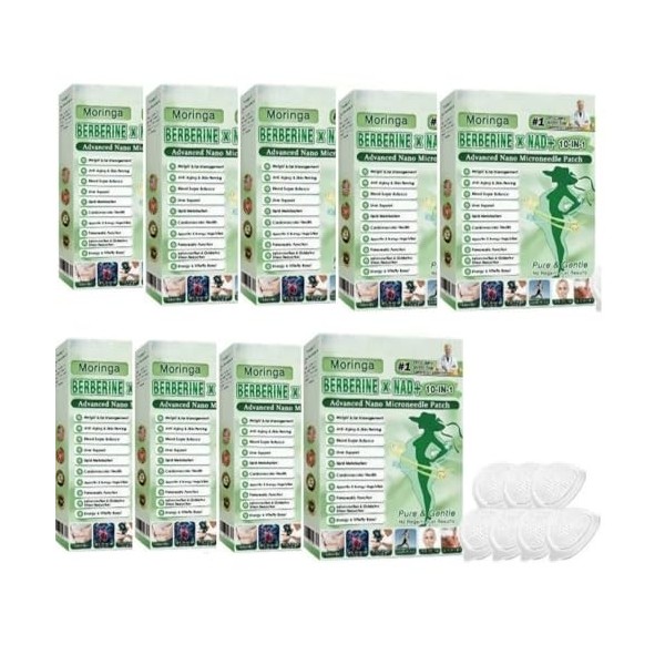 Moringa Patchs Minceurs 10 en 1, Patch Nano Microneedle Minceur, Ingrédients Naturels, Facile à Appliquer, Invisible Sous les...