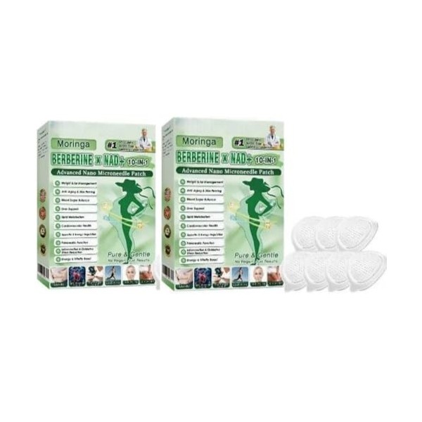Moringa Patchs Minceurs 10 en 1, Patch Nano Microneedle Minceur, Ingrédients Naturels, Facile à Appliquer, Invisible Sous les...