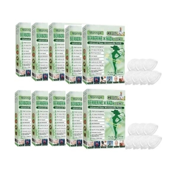 Moringa Patchs Minceurs 10 en 1, Patch Nano Microneedle Minceur, Ingrédients Naturels, Facile à Appliquer, Invisible Sous les...