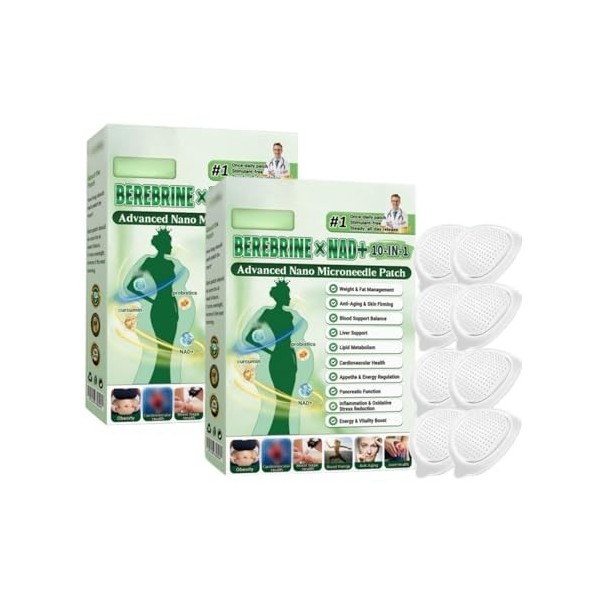 Moringa 10 en 1 Advanced Nano Microneedle, ingrédients naturels, patchs amincissants pour homme et femme,Une boîte de quatre ...