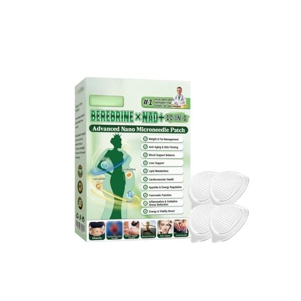 Moringa 10 en 1 Advanced Nano Microneedle, ingrédients naturels, patchs amincissants pour homme et femme,Une boîte de quatre ...