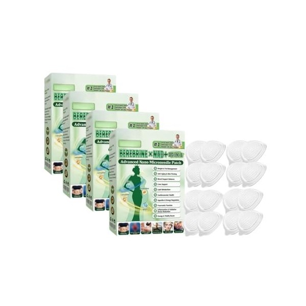 Moringa 10 en 1 Advanced Nano Microneedle, ingrédients naturels, patchs amincissants pour homme et femme,Une boîte de quatre ...