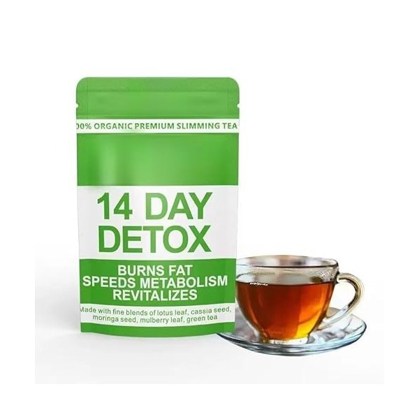 Thé brûlant les graisses aux herbes détox en 14 jours - Lisse la graisse du ventre, réduit lappétit, favorise une digestion 