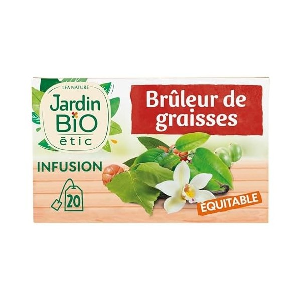 Infusion Brûleur de Graisse Bio Jardin Bio Étic - 20 sachets, 30g - Étui inclus - Minceur naturelle et Épicerie Bio - Diététi