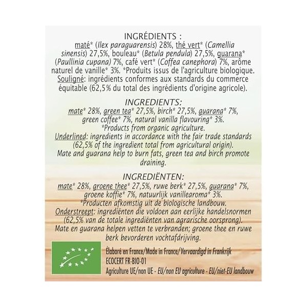 Infusion Brûleur de Graisse Bio Jardin Bio Étic - 20 sachets, 30g - Étui inclus - Minceur naturelle et Épicerie Bio - Diététi