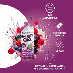 IronMaxx® Energy Gel – Mixed Berries 24x67ml | Avec 25 g de glucides et 200 mg de sodium par portion | Idéal lors dun effort ...