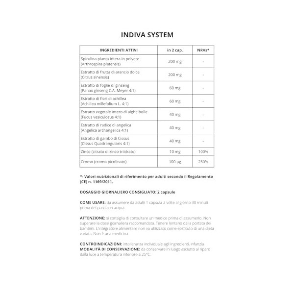 INDIVA SYSTEM - Complément alimentaire brûlant les graisses puissantes - Contrôle de lappétit - Pour homme et femme - Spirul